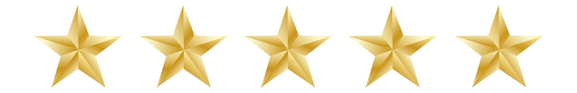 A set of five gold stars on a white background.