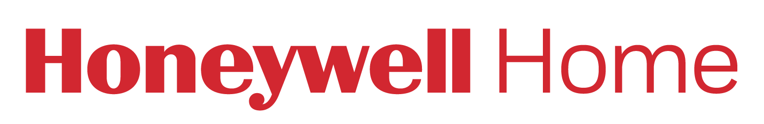 Le logo Honeywell Home est rouge sur fond blanc.