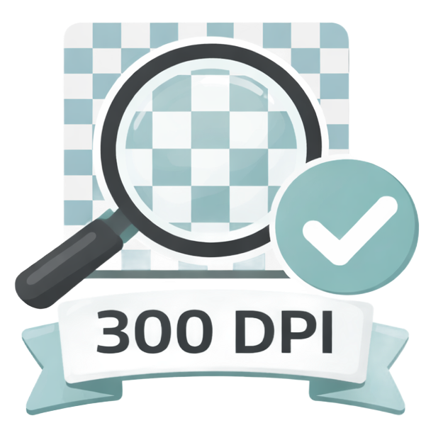 Magnifying glass over a checkerboard, checkmark, and 