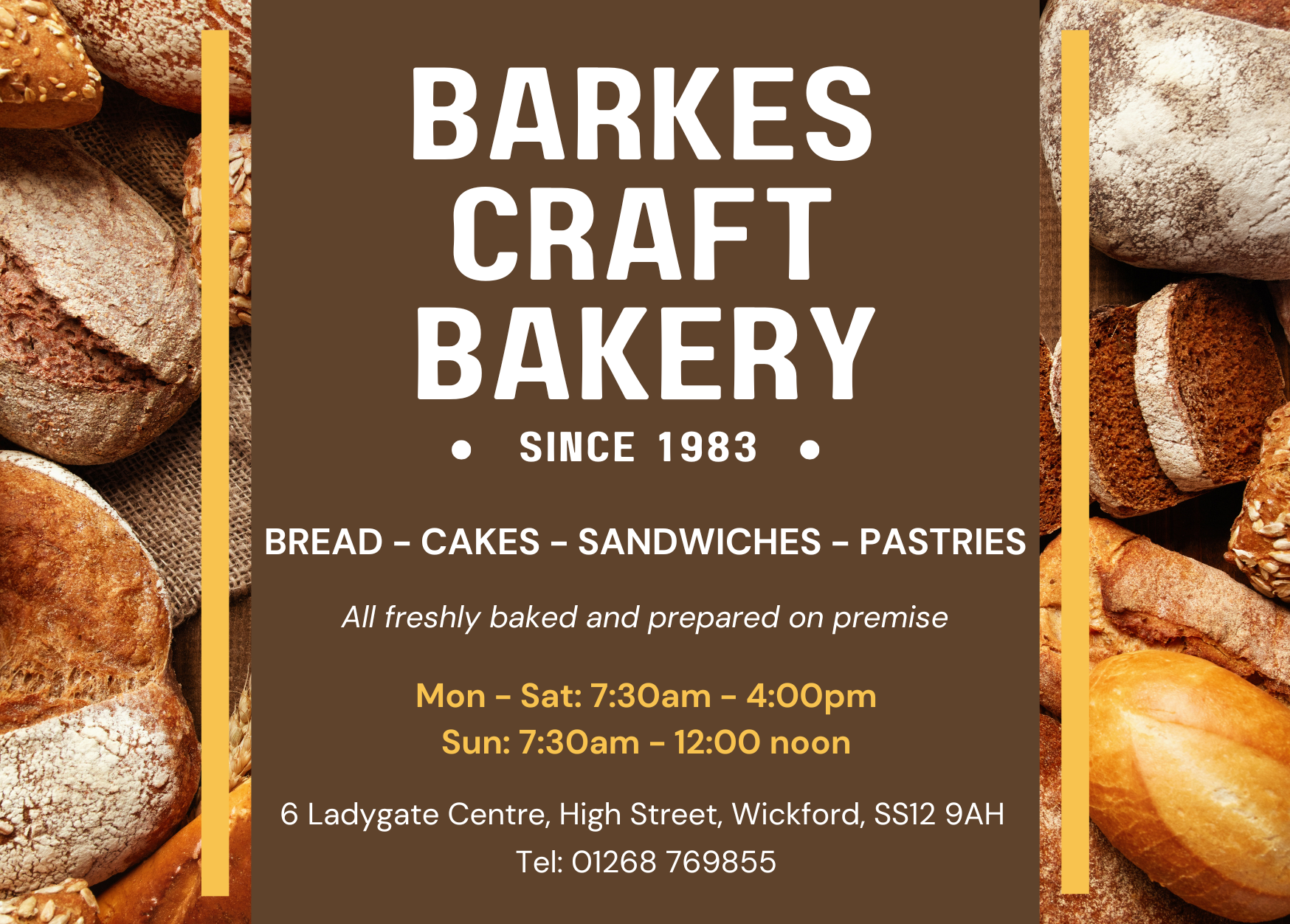 Advert design example by Patrick Stephen Ltd — print advert created for Barkes Craft Bakery, Essex