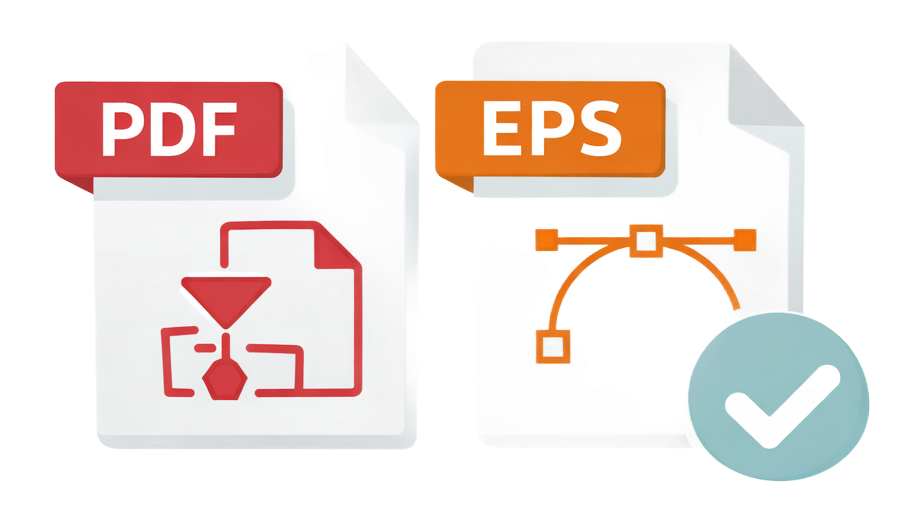 PDF file converting to EPS file with a checkmark.