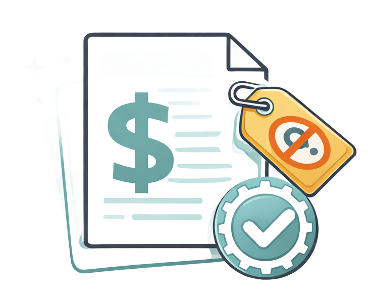 Invoice with dollar sign, price tag with
