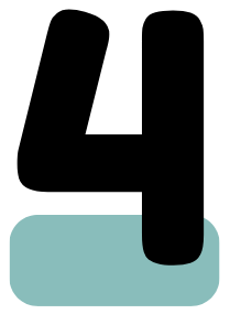 Black number 4 on top of a teal rectangle.