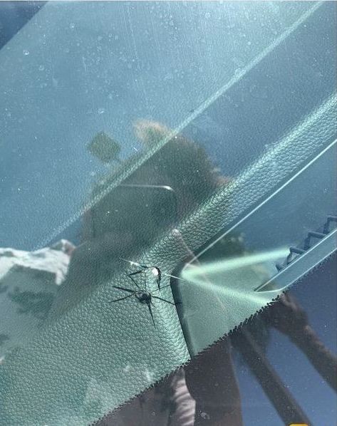 Before windshield rock chip repair in San Marcos, CA