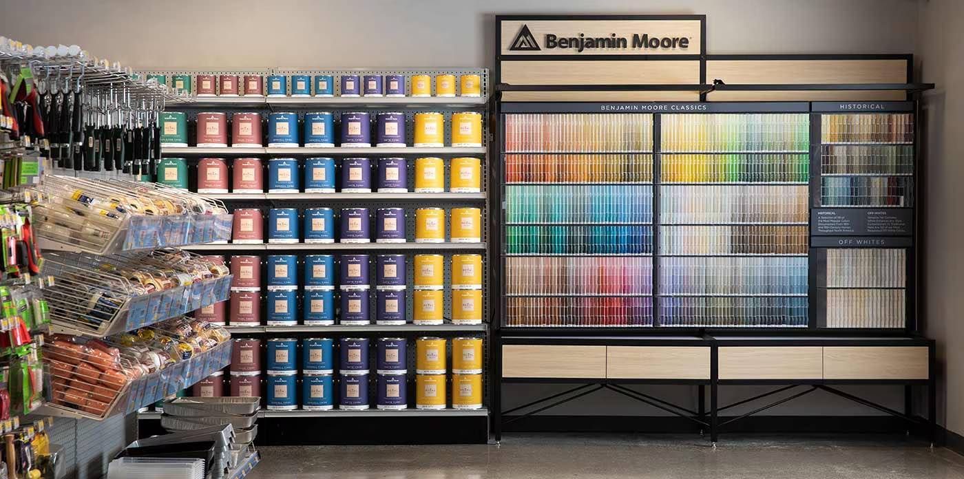 Paint, color, and paint supplies displays inside the Paint Headquarters showroom in Owensboro, KY