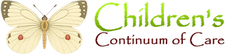 Logo for Children's Continuum Of Care featuring a cream-colored butterfly with rust-colored accents.