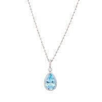 Fine Aquamarine and Diamond Pendant