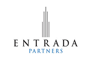 Logo for Entrada Partners, features a skyscraper-like design with the text 