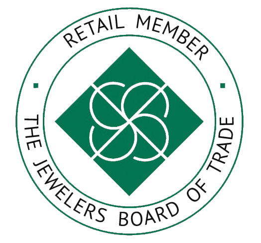 Green and white logo for the Jewelers Board of Trade; features a diamond-shaped design with interconnected circles.