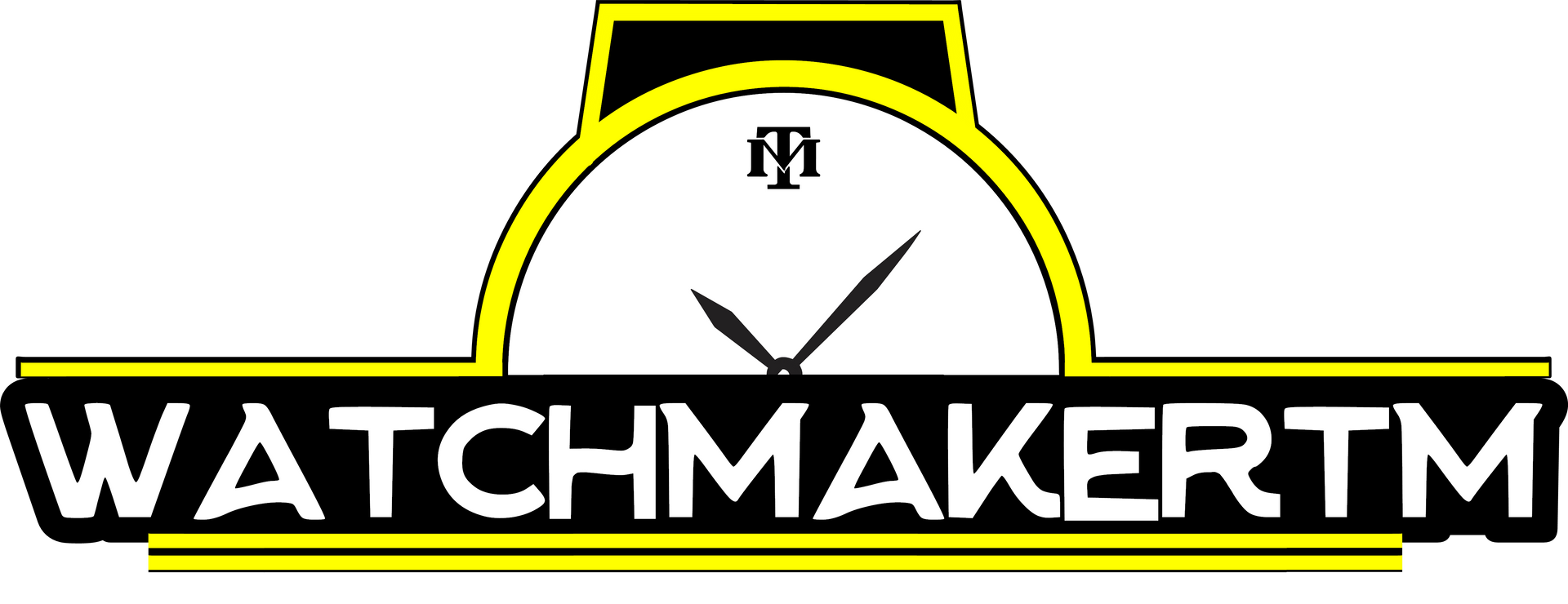 Logo for Watchmaker™ with a clock face in the center and the name below.