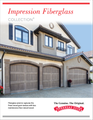 Suburban house with fiberglass garage doors; “Impression Fiberglass Collection” promotional ad.