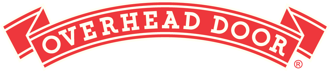 Overhead Door red logo with stylized white lettering and upward arrow border