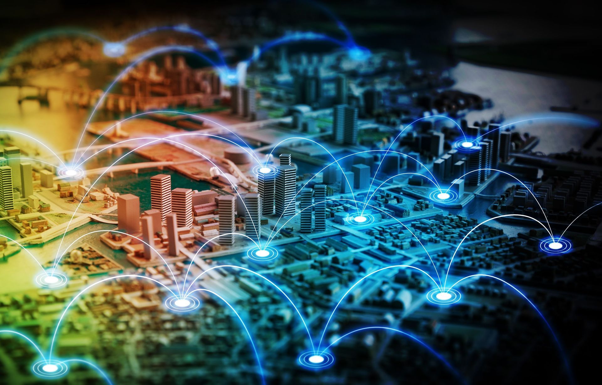 miniature model city communication network concept