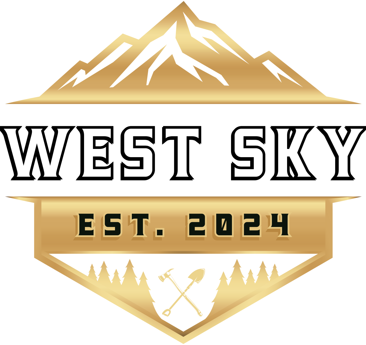 West Sky logo with gold mountain icon and banner reading &ldquo;WEST SKY EST. 2024&rdquo;
