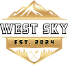 West Sky logo with gold mountain icon and banner reading “WEST SKY EST. 2024”