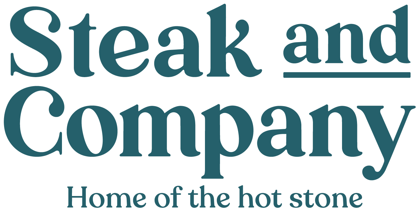 Steak and Company logo in teal with text: