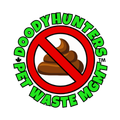 Logo: A brown pile of poop inside a red 