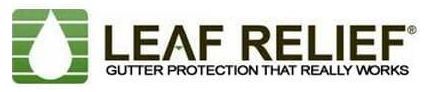 Leaf Relief logo with green shield icon and text “GUTTER PROTECTION THAT REALLY WORKS”