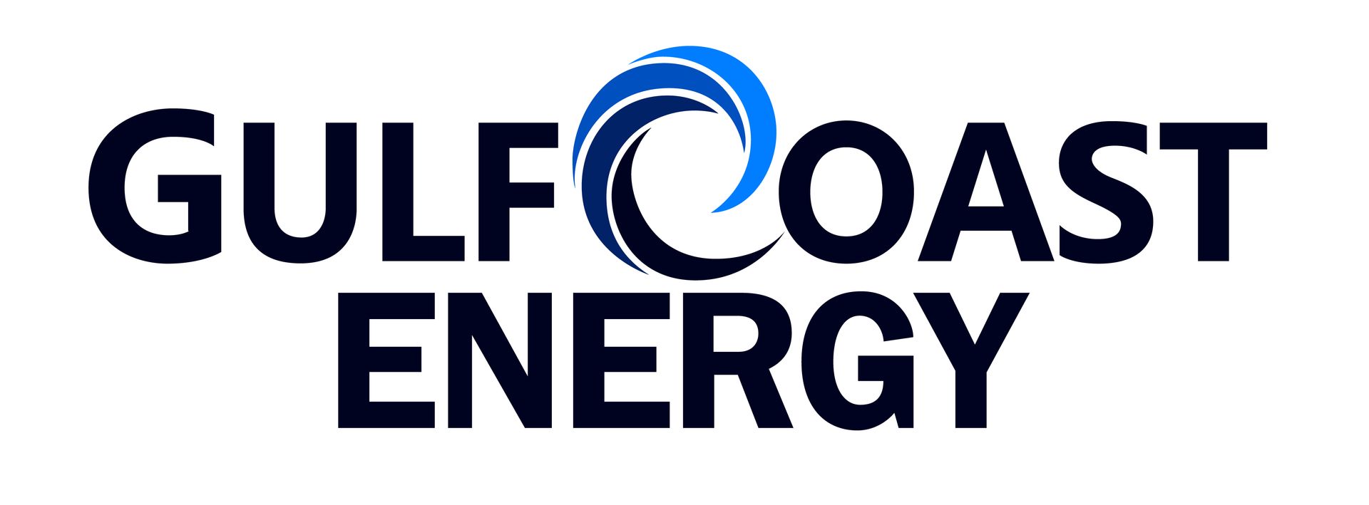 A logo for gulf coast energy with a blue wave in the middle.