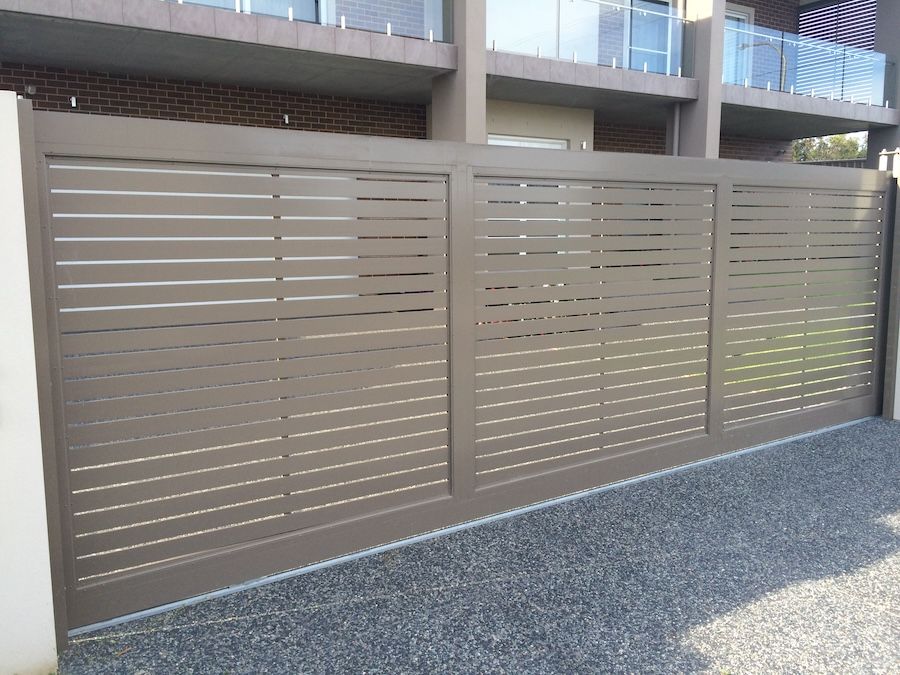 A Large Brown Electric Gate — Newcastle & MidCoast Privacy Screens & Gates In Kurri Kurri, NSW
