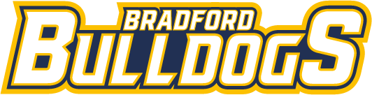 Bradford Bulldogs logo in gold and white with black outline on a white background