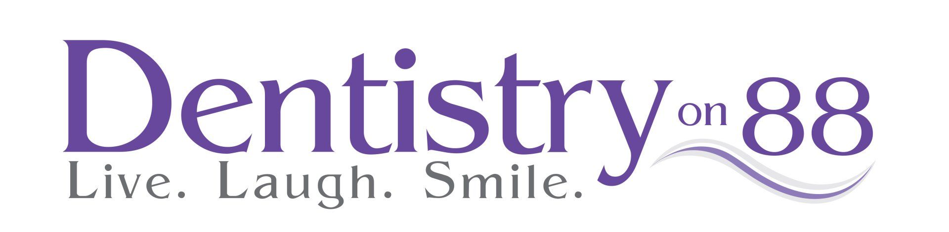 Dentistry on 88 logo with purple text and the tagline “Live. Laugh. Smile.”