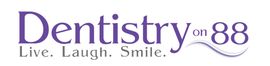 Dentistry on 88 logo with purple text and the tagline “Live. Laugh. Smile.”