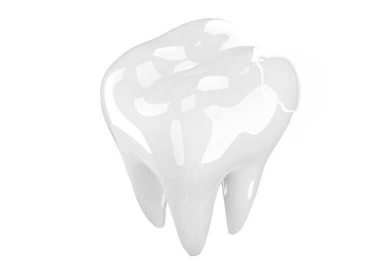 White tooth illustration on a light gray background