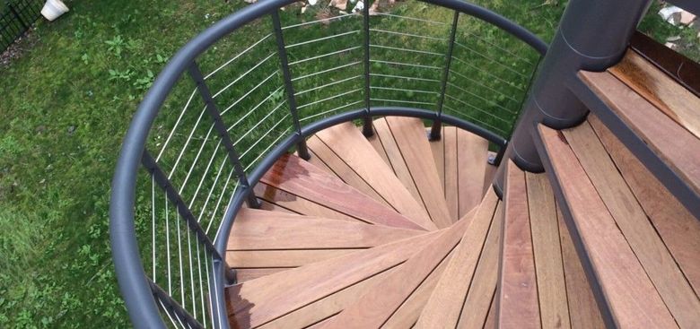 Spiral Staircase Built and Installed on Deck in NW Portland Oregon.