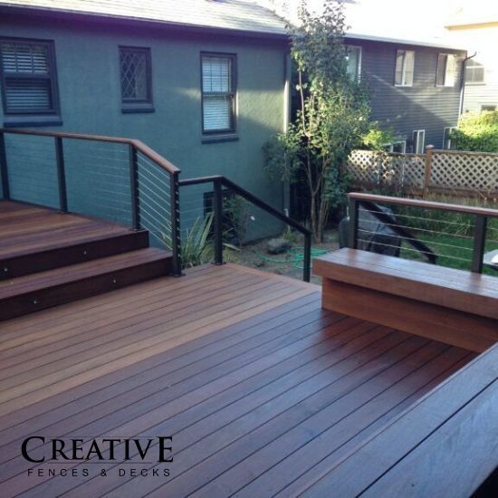Ipe deck in NE Portland with privacy screen and custom bench