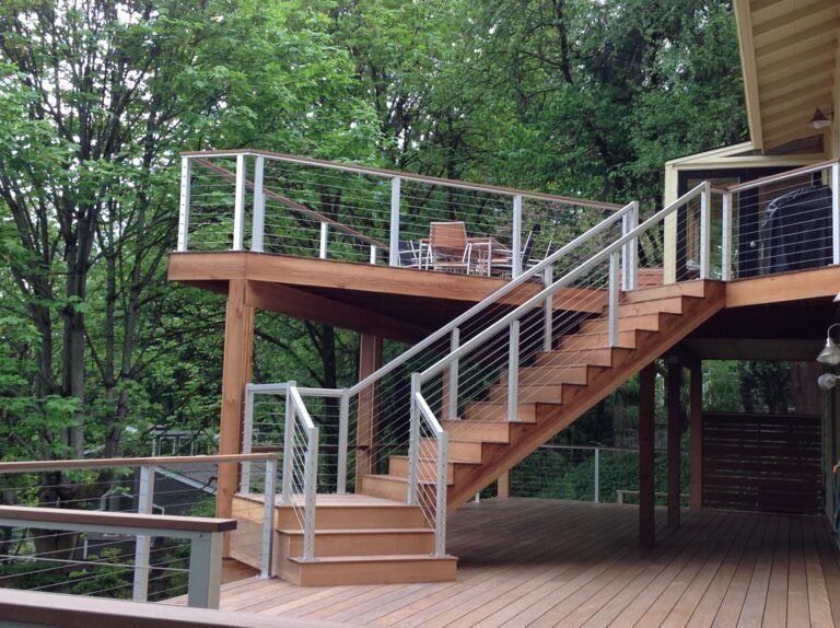 Creative Fences & Decks - Lake Oswego Ipe Deck With Anodized Aluminum Cable Railing
