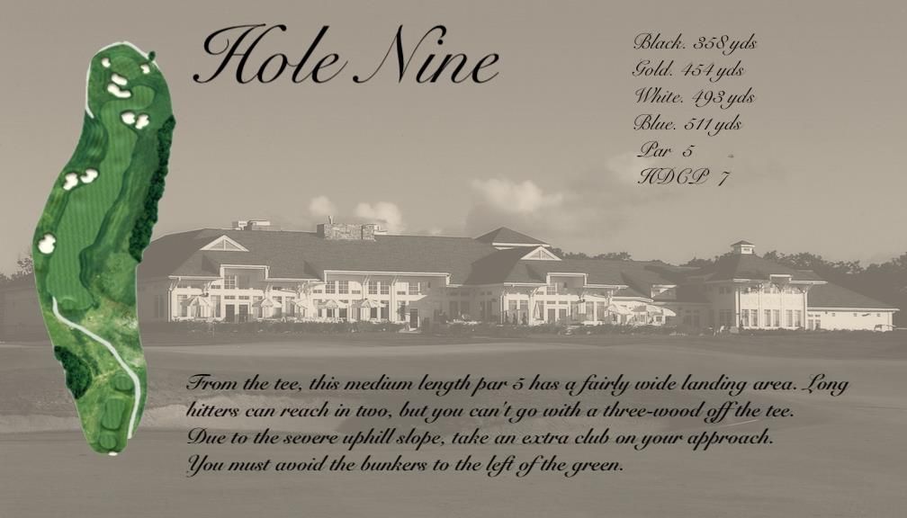 A picture of a golf course called hole nine