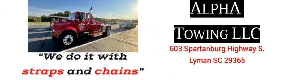 A red tow truck with the text: