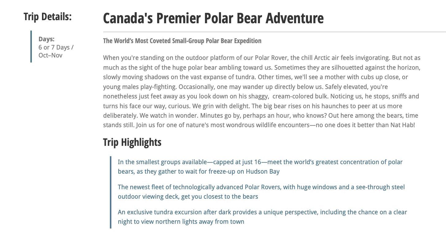 Natural Habitat Adventures - Canada's Premier Polar Bear Adventure