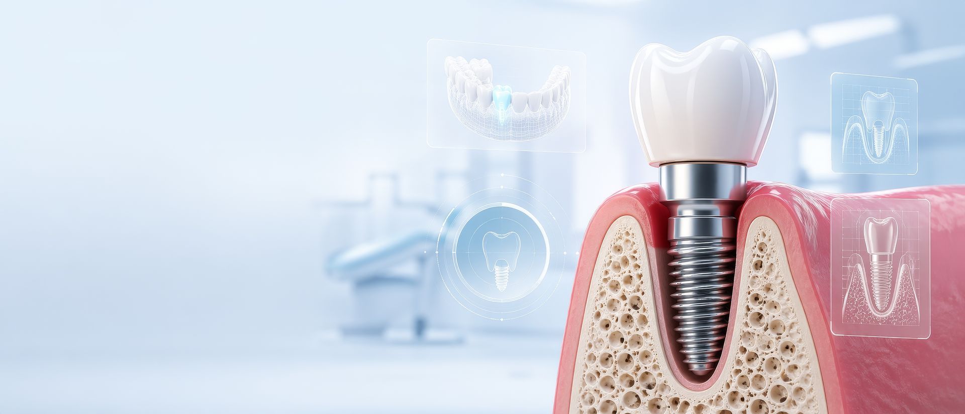 Single tooth implant concept with realistic dental restoration detail