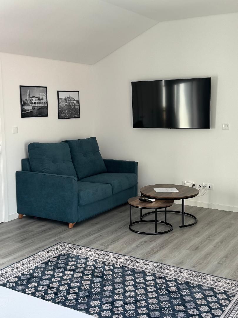 Sitting area with sleeper sofa and flat screen TV