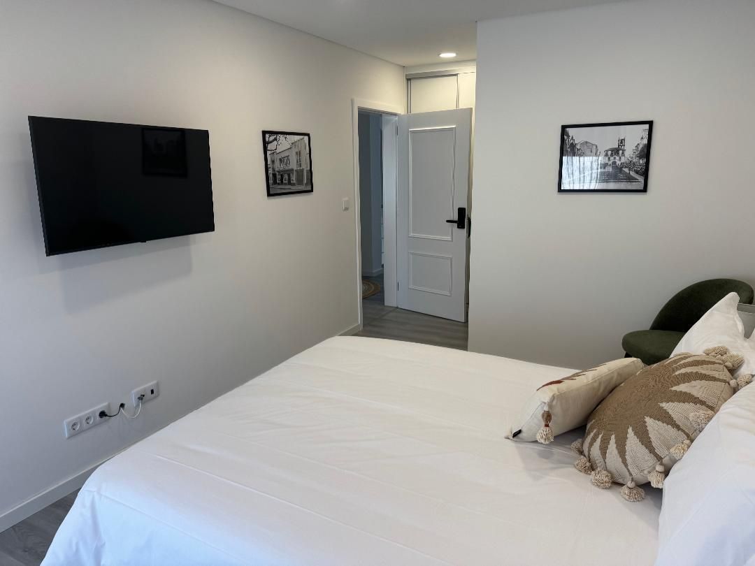 Double bed with flat screen TV