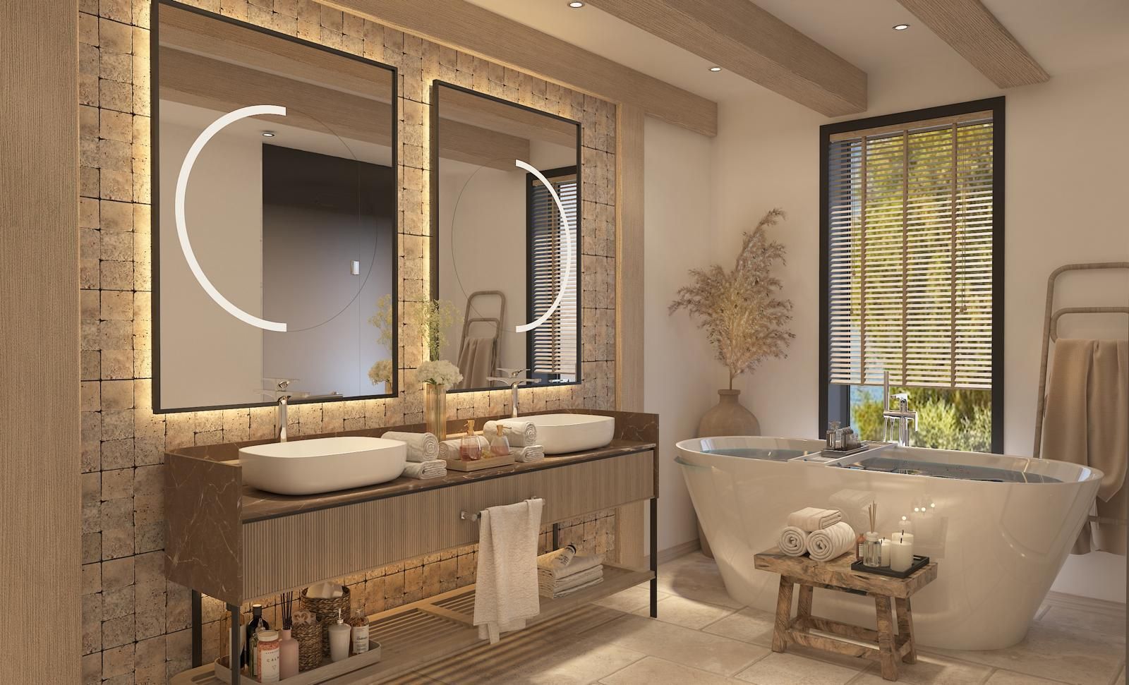 Ruins Luxury Resort'un modern tasarımlı, deniz ve havuz manzaralı deluxe odası
