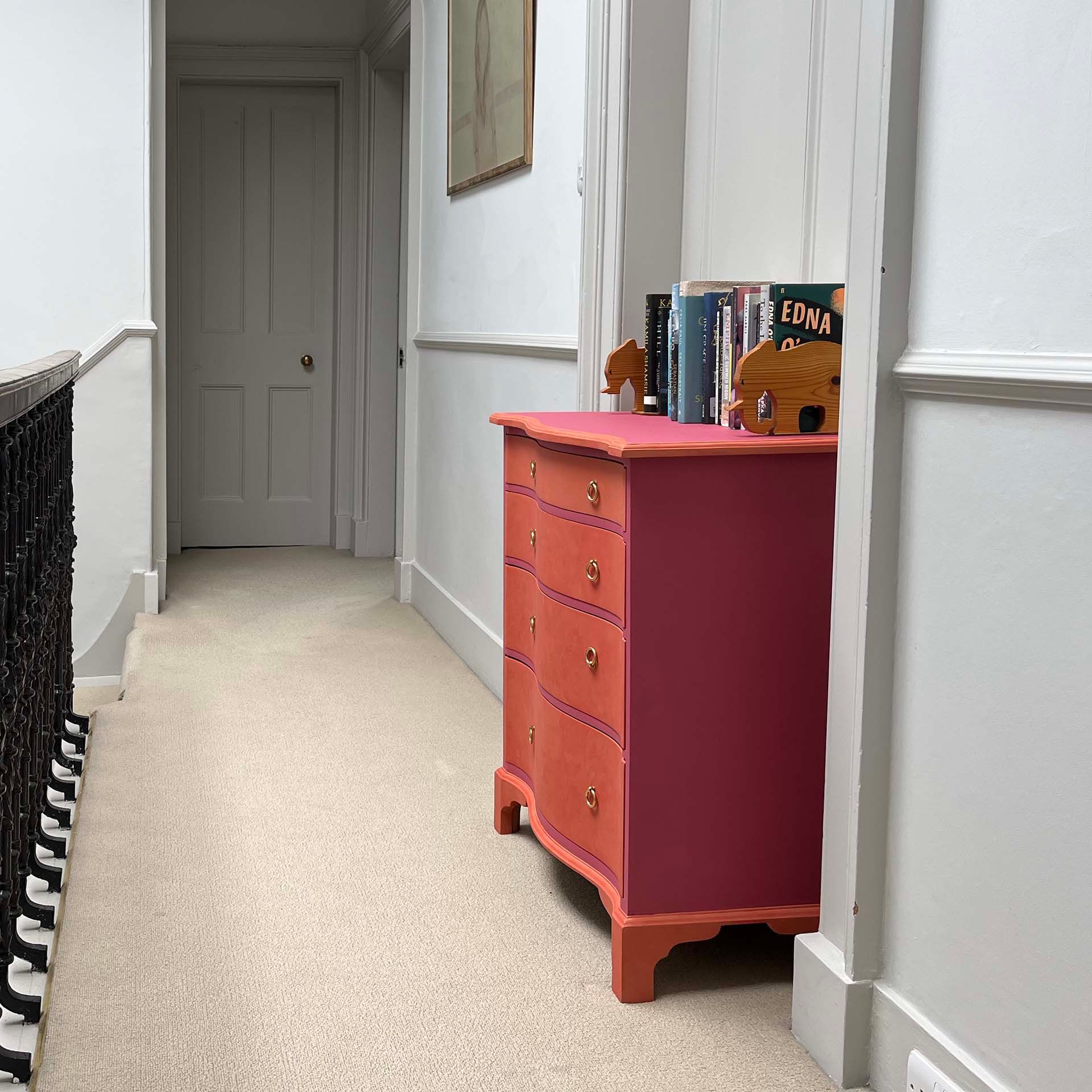Persian rose pink drawers on clients landing.