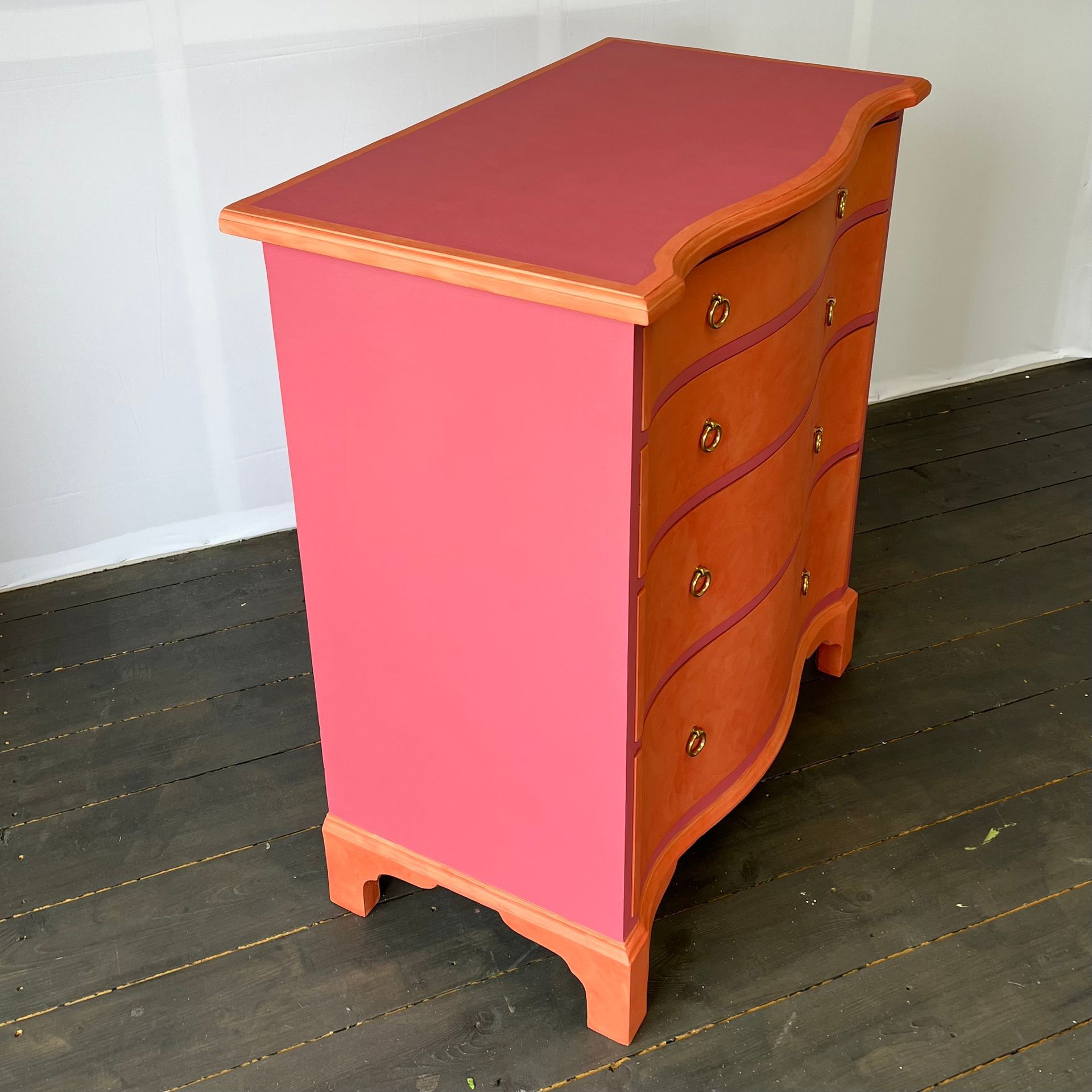Side view of Persian Rose upcycled drawers.