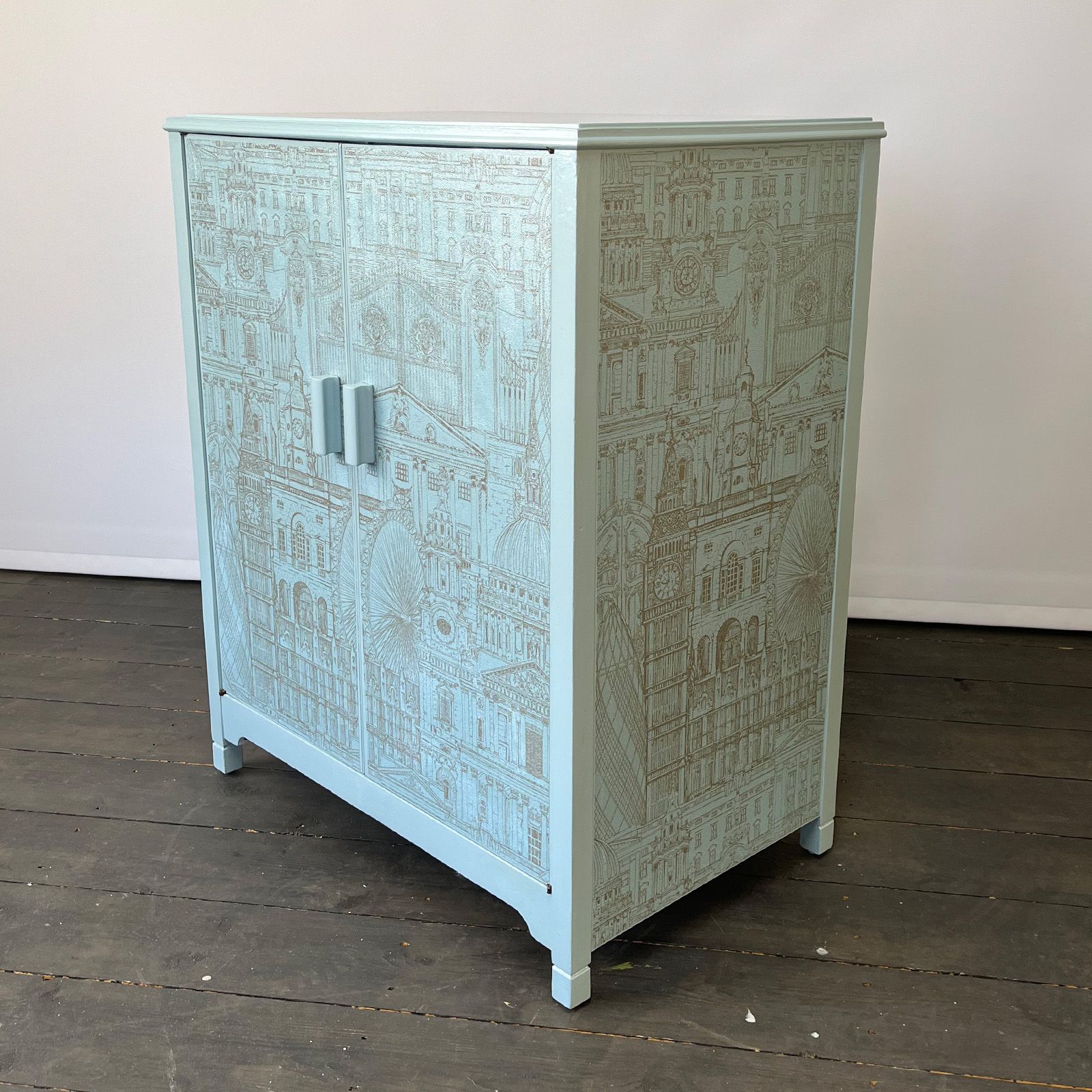 Upcycled vinyl record cabinet by Helen Bateman