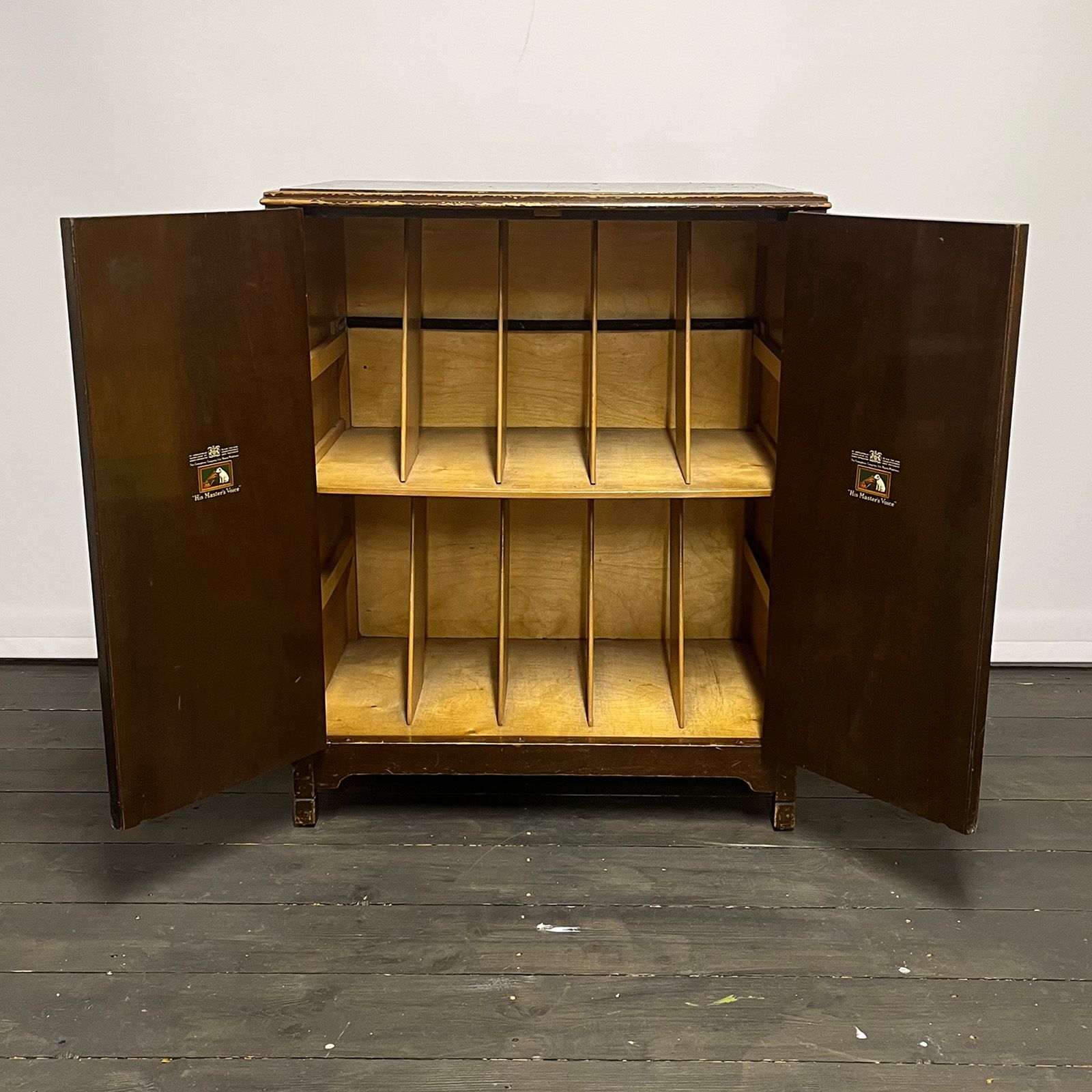Gloomy looking vinyl record cabinet before upcycling.