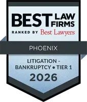 Best Law Firms Ranked By Best Lawyers badge, 2026 Bankruptcy, Tier 1, Phoenix