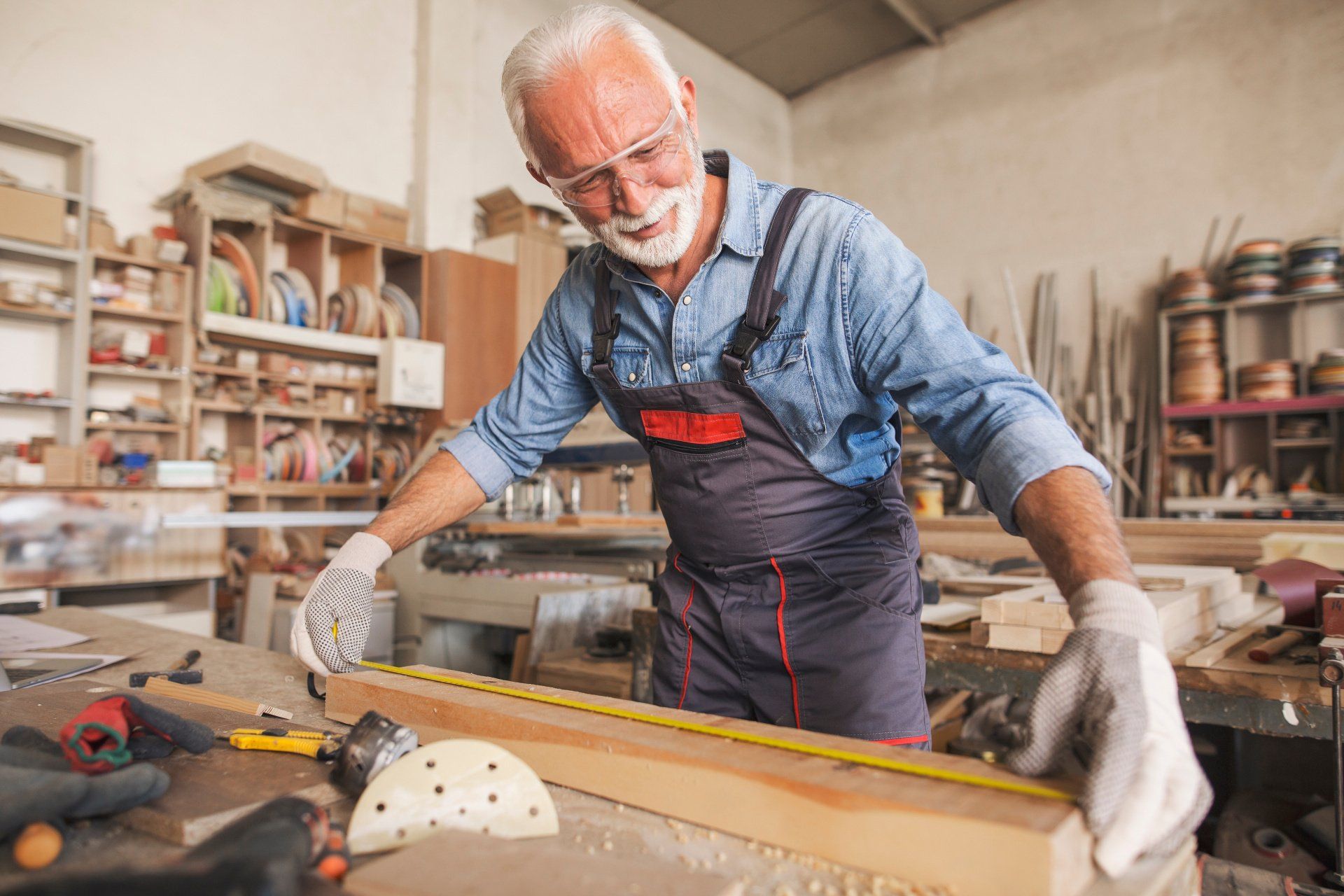 Man doing carpentry in workshop