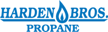 Blue logo with the words