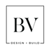 A black and white logo for a design and build company.