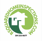 Red Home Inspections logo with green house icon and phone number 201-232-0677