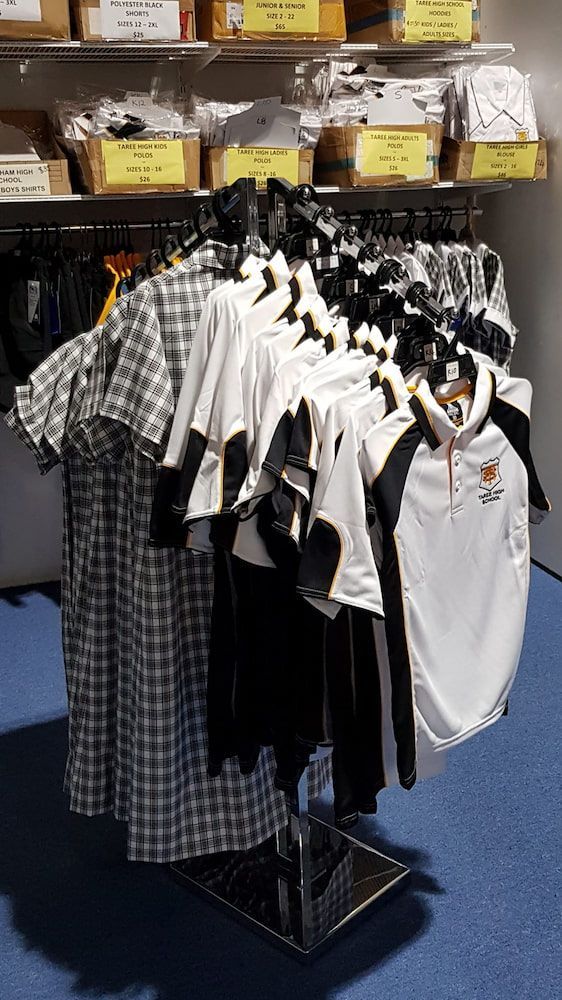 Clothes Rack in a School Uniform Shop — Workwise Clothing Forster in Wingham, NSW