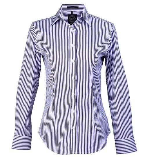 Blue and White Striped Button-down Shirt With Long Sleeves — Workwise Clothing Forster in Forster, NSW