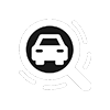 A magnifying glass is looking at a car in a circle.